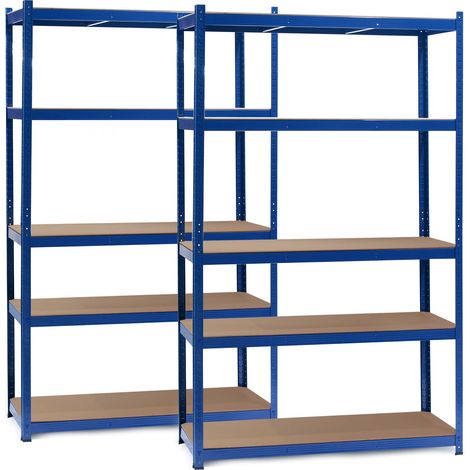 Wiltec Set 2x Scaffali a incastro per carichi pesanti Blu 120x50x200cm 5 ripiani 175kg/piano