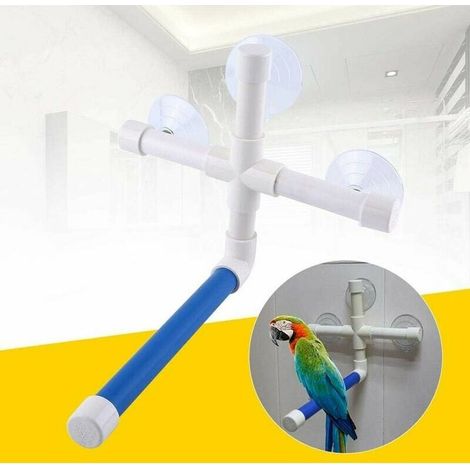 Oiseaux Perchoirs, Perchoir Perroquet Douche Perchoir Perroquet Douche Oiseau Perchoirs Perroquet Ventouse Pliable Fenêtre Douche Bain Mur Patte Broyage Stand Jouet avec Trois Ventouses (1/4)