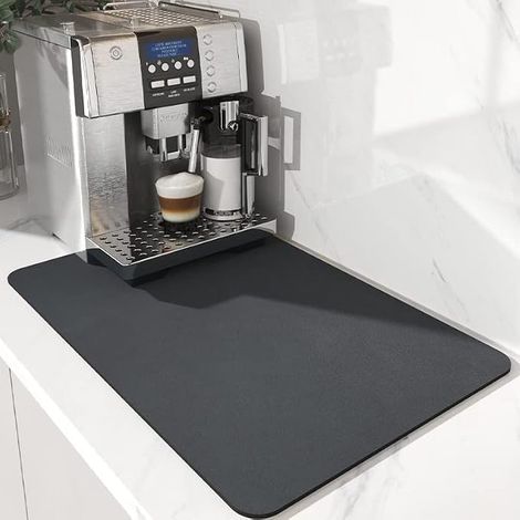 Absorbent Mat for Dishes, Sink Mat, Non-Slip Kitchen Mat, Coffee Machine Drying Mat for Kitchen Bar (40 x 50 cm, Dark Grey) (1/5)