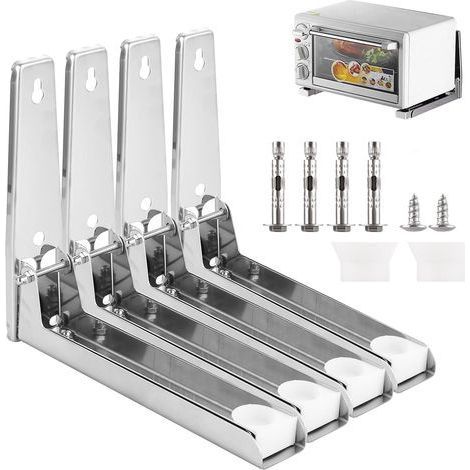 Lot de 4 supports muraux universels en acier inoxydable pour micro-ondes - Charge maximale : 45 kg (1/5)