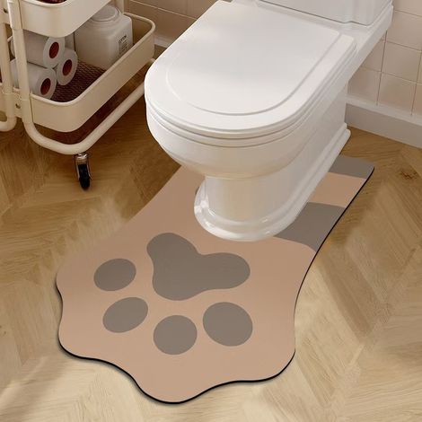 Tapis de toilette en forme de U - résistant - fond antidérapant - absorbant, à séchage rapide et respirant.（Brun、Long）
