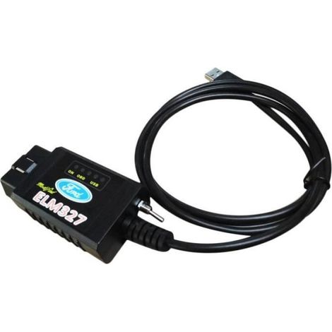 Cable Diagnostic OBD2 ELM327 - MS-CAN HS-CAN - Pour Ford Mazda Lincoln Mercury - 2 M - Noir (1/4)
