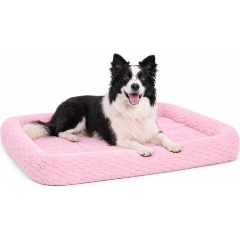 Panier Chien - Coussin Chien et Chat - avec Rebord - 100,5 x 63,5 x 8 cm - Peluche - Mousse 1,5 cm - Fond antidérapant - adapté Cage métallique (1/5)