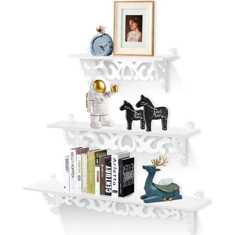 Wandregale 3er-Set, schwebende Regale aus Holz, für Wohnzimmer, Schlafzimmer, Büro, Bad und Küche (1/4)