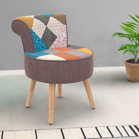 Sillón CRAPAUD de tela patchwork multicolor (1/5)