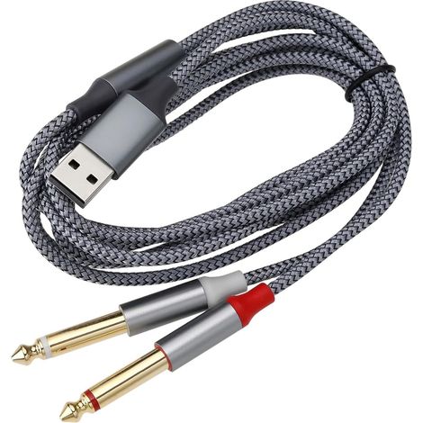 TS USB A to Dual 6.35 mm 1/4" TS Audio Splitter Cable for Smartphone, Tablet, Laptop, Speaker Amplifier (1/5)