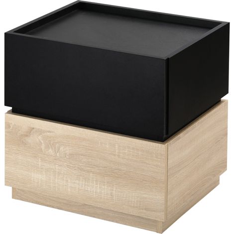 Table de chevet avec avec tiroir pliable cm pour salon tiroir, nuit empilable, commode chambre, panneaux particules, noir naturel, 47,5 (1/5)
