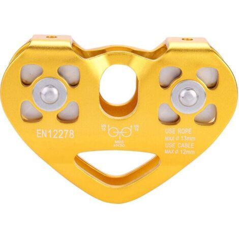 Zipline Double Pulley Cable Trolley Pulley, Climbing Pulley, Rescue for Rappelling Mountaineering(Golden) (1/5)