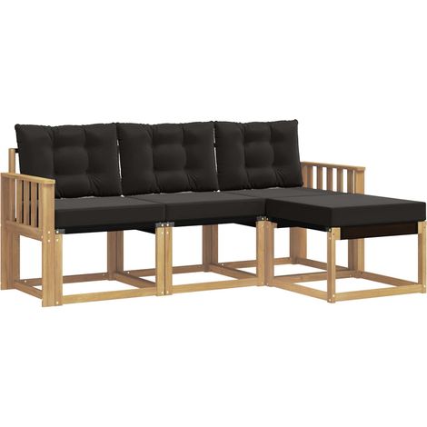 Outdoor Sofa Set with Cushion 4 pcs White and Black vidaXL
