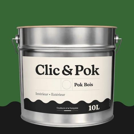Peinture Bois Extérieur – POK BOIS - 10L - RAL 6001 - Vert émeraude- Résistante aux intempéries - Ne s'écaille pas