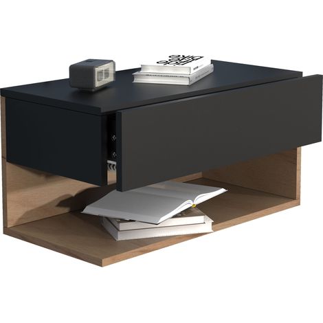 Comodino appeso a parete in legno Usal XL 60cm 30x60x32 - VCM