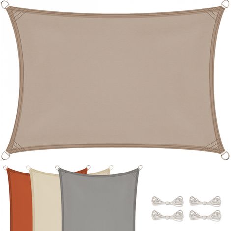 Linxor – Voile d'ombrage rectangulaire imperméable 160g/m² – Anti-UV – 3 x 4 m – Pour terrasses et camping