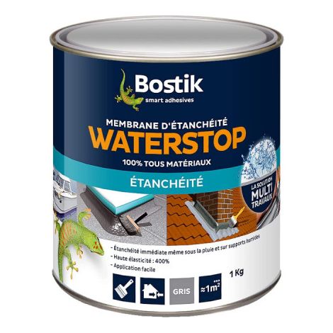 Flüssig-Dichtfolie / Universaldichtmasse Waterstop Grau 1 kg - BOSTIK WATERSTOP-GRIS-1KG