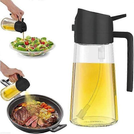 Distributeur d'huile de cuisine, vaporisateur d'huile d'olive 2 en 1, flacon pulvérisateur avec brosse, idéal pour la friteuse à air chaud et le barbecue. (1/5)