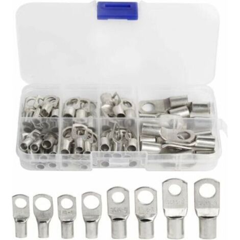 60 Pcs Cosses Électrique Trou boulon en Cuivre Étamé Connecteurs SC à sertir/souder pour câble de 6m㎡ 8m㎡ 10m㎡ 16m㎡ 25m㎡ (1/5)