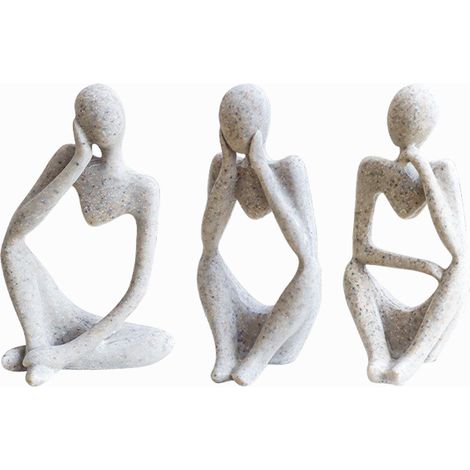 Figura de yoga moderna como decoración de escritorio hecha de resina en color piedra natural – [Tipo de producto] No aplicable [Modelo] Zen [Material] Resina [Tamaño] Pequeño [Color] Piedra natural [C (1/5)