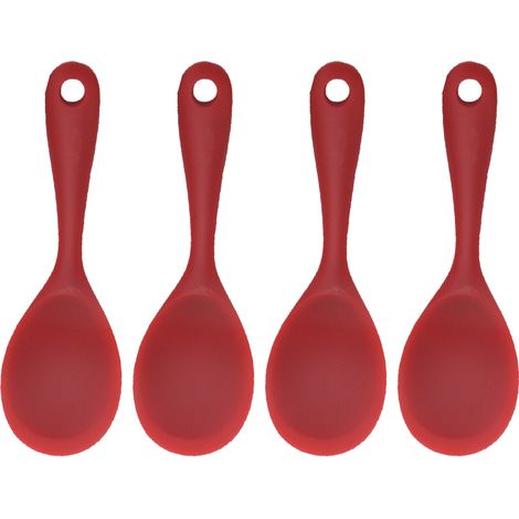 Ensemble de cuillères à riz en silicone, antiadhésives et résistantes à la chaleur, pour le riz, la purée de pommes de terre et plus encore (Rouge)