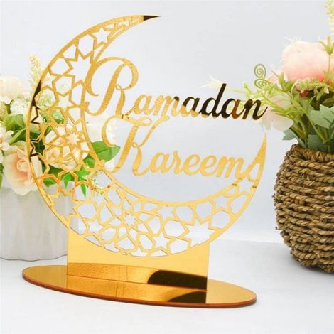 Lampe Décorative Ramadan - Lune Étoilée Acrylique - Décoration de Table Aïd Mubarak - 3 Pièces (1/5)