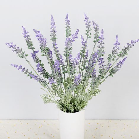 Rama de lavanda artificial, diseño rústico, flor de lavanda simulada para el hogar, 5 ramas [Rama de lavanda artificial] [Plástico, hierro] [113 g] (1/5)