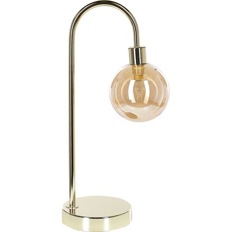 Lámpara de mesa de metal dorado 41 cm pantalla vidrio escritorio Ramis