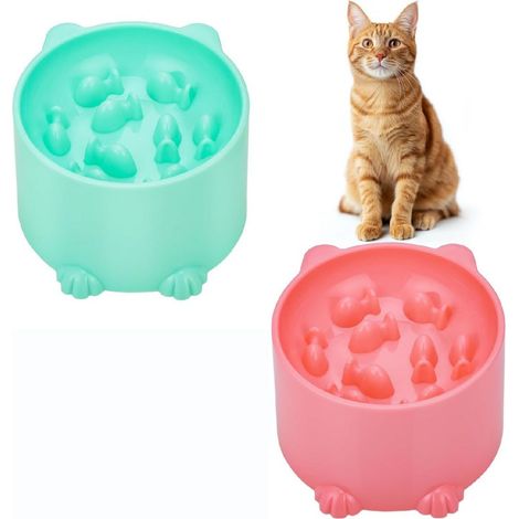Comedero Elevado Para Gatos - 8 5 Cm Altura - Diámetro 12 5 Cm - Anti-deslizamiento - PP Seguro - Para Comida Seca o Húmeda - 2 Unidades + Alfombrilla Silicona (1/5)