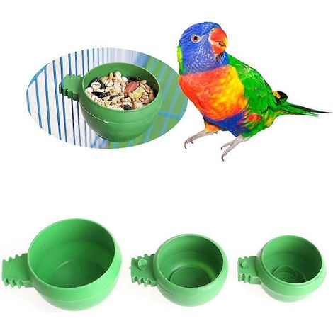 Gamelle en plastique pour oiseaux avec poignée, abreuvoir et mangeoire pour cage de perroquet - L (1/4)