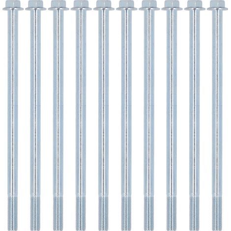 Partial Thread Bolt in Fine Carbon Steel, Extended and Robust, Serrated Hex Head, 10 Pieces - Size 10x210mm (1/5)