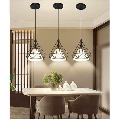 Lampadario Da Soffitto A Sospensione Portalampada E27 Forma Diamante Nero E20-n (1/3)
