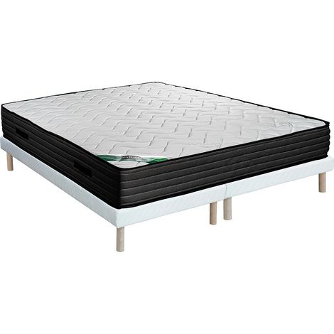Set 180 x 200cm rete a doghe con girol. + materasso schiuma e rivestimento bambù sp.25cm - BERENDI di NATUREA (1/5)