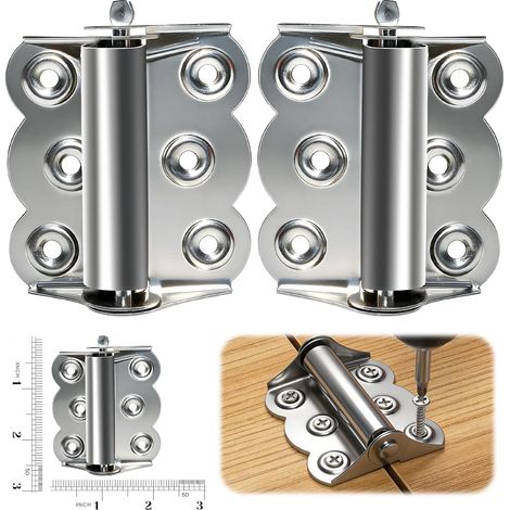 Lot de 2 charnières à ressort à fermeture automatique robustes pour portes moustiquaires,charnières de porte extérieure en acier inoxydable argenté (1/4)