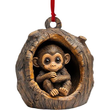 Charme de créature de Vacances - Petites Figurines en résine pour Affichage d'hiver, Accessoires Suspendus Brillants avec Boucles, Ornements décoratifs pour la célébration intérieure, Mini-en (1/5)