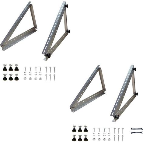 Lot de 2 paires de supports de panneau solaire pour toit plat - Pour panneau solaire - 100 W - 500 W - Angle réglable de 0 à 90° - Pour supports de toit - 114 cm (1/3)
