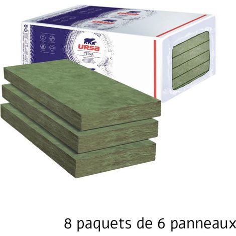 Ursa – Pack de 8 panneaux laine de verre 4.86 m² – Panneau semi-rigide 96 mm – R 3.00 – Pour chantiers humides (1/4)