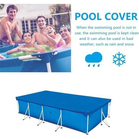 PVC-Poolabdeckung, wasserdicht und UV-beständig, rechteckige Poolabdeckung für aufblasbare Familienpools, 400 x 211 cm (1/4)