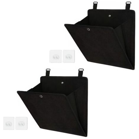 Lot de 2 sacs de rangement de porte pour chaussures, sac de rangement suspendu, multifonctionnel pour chaussures, chapeaux, accessoires, tissu Oxford, noir (26,5 x 27,5 cm) (1/5)
