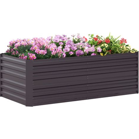 Carré potager de jardin rectangulaire tubes de renforcement acier galvanisé 180 x 90 x 59 cm (1/5)