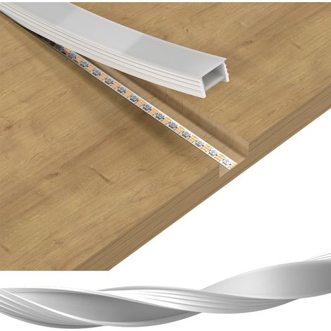 Profilé en Silicone LED Neon 5M/16,4Ft 12x12mm Canal Diffuseur Flexible DIY Blanc Laiteux Compatible avec Bandes LED FCOB COB SMD ≤10mm pour Cuisine Armoires Chambre(Sans Bande LED) (1/5)