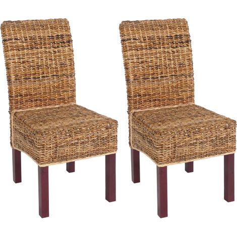 Set 2x sedie intreccio di banano eleganti soggiorno sala pranzo M69 Bali gambe chiare senza cuscini