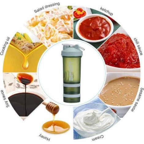 Shaker à Vinaigrette - 500ML - Couleur Verte - 2 pièces - Matériau PP (1/4)