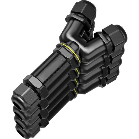 Connecteurs de Câbles Étanches IP68 - Boîte de jonction 3 voies - 3 broches - Raccord extérieur étanche pour jardin - Dérivation de câble Ø4-14mm,Boîtier électrique extérieur étanche et sécurisé (1/4)