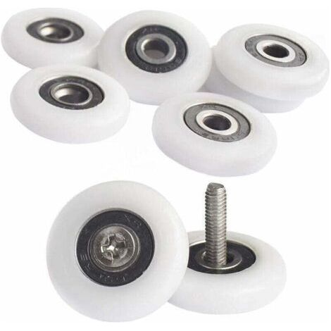 8 Pack Shower Pulleys for Shower Door, 25mm Casters, Shower Cabin Rusts, with Screws,