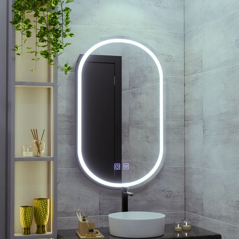 Miroir LED Ovale 50x80cm Desembuage Gradable Lumiere Froide (1/4)