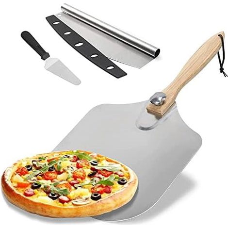 Pala para pizza de aluminio de 30 x 35 cm con mango plegable