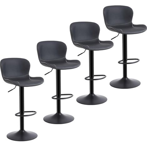 Modern Bar Stools Set of 4,Swivel, with Footrest, Black (1/5)