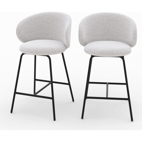 Set de 2 sillas para isla central en tela gris claro 68 cm - Cécilia