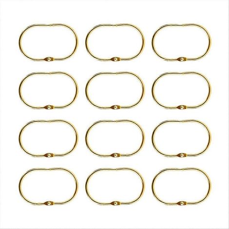 Lot de 12 anneaux de suspension ovales dorés pour rideau de douche (1/5)