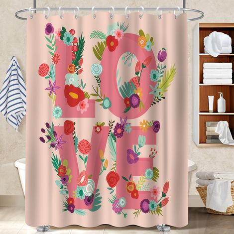 Rideau de bain en polyester 180x180 avec motif rideau séchage rapide pour accueillir l’été dans sa maison (1/5)