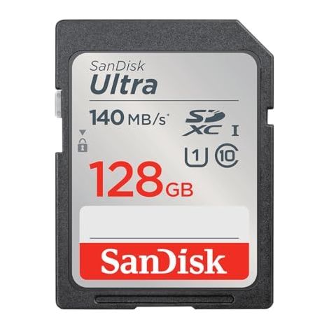 SanDisk Ultra – Carte SD 128 Go – UHS-I Class 10 – 140 Mo/s – Full HD – pour appareil photo compact (1/4)