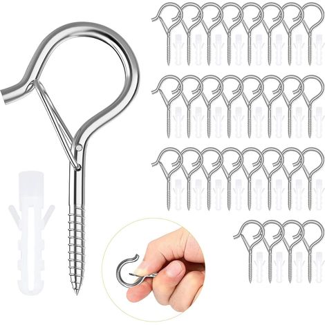 28 Pièces Crochet à Visser, Crochet Plafond l'extérieur, Piton à Visser pour Suspendre les Paniers de Plantes, les Couronnes, les Nichoirs et les Décorations de Noël (28pieces) (1/5)