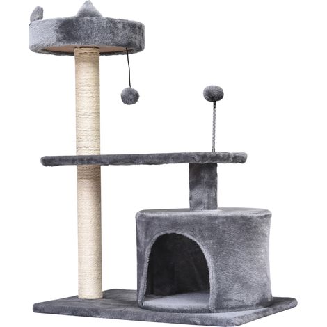 Cat Tree for Indoor Cats Scratching Post Climbing Tower Kitty Activity Centre Condo Perch Jumping Platforms Grey 60L x 40W x 81H cm (1/5)